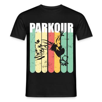 Parkour Retro - Men's T-Shirt - black - Front - AI Model Male 178 light (178cm)