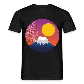 Mount Fuji Manga - Männer T-Shirt - Schwarz - Vorne - AI Model Male 178 light (178cm)