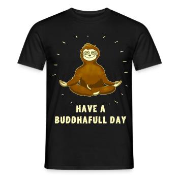 sloth buddha om meditation namaste chill slow - Men's T-Shirt - black - Front - AI Model Male 178 light (178cm)