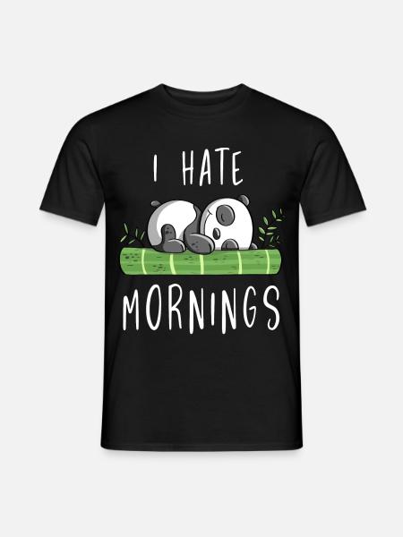 I Hate Mornings - Bambus Panda Bär - Comic - Männer T-Shirt - Schwarz