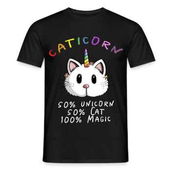 Kawaii Caticorn Unicorn Cat - licorne magique - T-shirt homme - noir - Devant - AI Model Male 178 light (178cm)