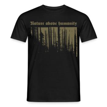 La nature au-dessus de l'humanité (or) - T-shirt homme - noir - Devant - AI Model Male 178 light (178cm)