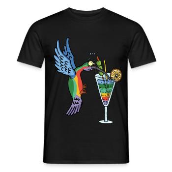 Oiseau-mouche et cocktail - T-shirt homme - noir - Devant - AI Model Male 178 light (178cm)