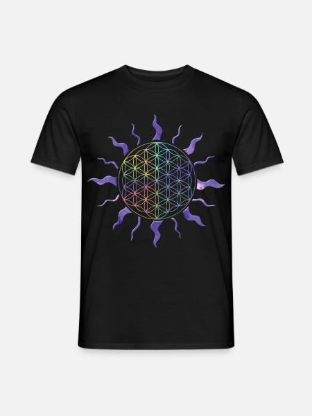 Flower of Life Sun Mandala Rainbow - Men's T-Shirt - black