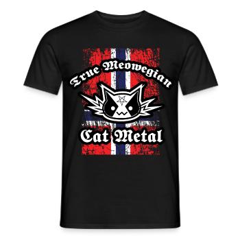 True Meowegian Cat Metal - Norwegische Flagge - Männer T-Shirt - Schwarz - Vorne - AI Model Male 178 light (178cm)