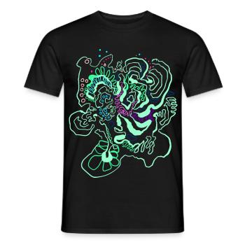 Coral Map / Floral Pattern - Men's T-Shirt - black - Front - AI Model Male 178 light (178cm)