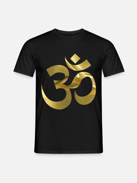 Goldenes Om-Symbol Luxus-Design - Männer T-Shirt - Schwarz