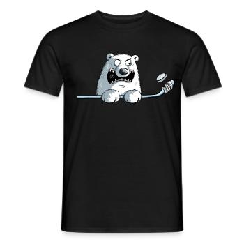 Ours polaire cool avec un bâton de hockey I Hockey - T-shirt homme - noir - Devant - AI Model Male 178 light (178cm)