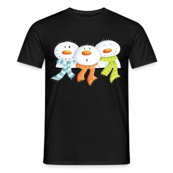 Three Snowmen - Christmas - Gift - Men's T-Shirt - black - Front - AI Model Male 178 light (178cm)