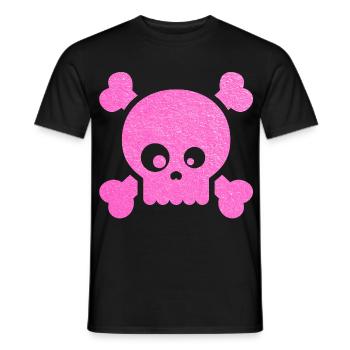 Pink Skull Pop Art Crossbones - Männer T-Shirt - Schwarz - Vorne - AI Model Male 178 light (178cm)