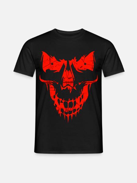 Roter Totenkopf Grunge Stil - Männer T-Shirt - Schwarz