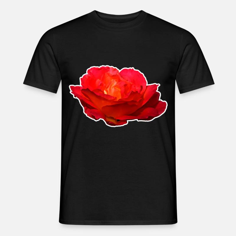 Rote Rose Blume Blüte Geschenk - Männer T-Shirt - Schwarz