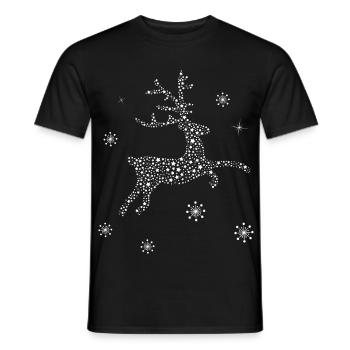 Hirsch Rentier Sterne Schneeflocken Weihnachten - Männer T-Shirt - Schwarz - Vorne - AI Model Male 178 light (178cm)