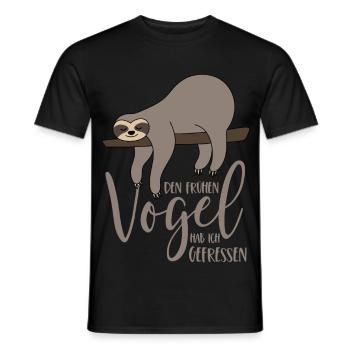 J’ai mangé le lève-tôt - le paresseux - T-shirt homme - noir - Devant - AI Model Male 178 light (178cm)