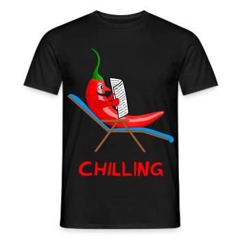 chilli, chilling, Chillischote, faulpelz, faul - Männer T-Shirt - Schwarz - Vorne - AI Model Male 178 light (178cm)