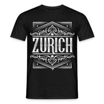 Zurich | Zurich | Noble Vintage - Men's T-Shirt - black - Front - AI Model Male 178 light (178cm)