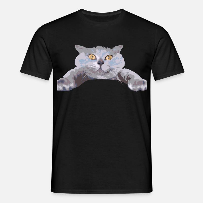 Katze - - Männer T-Shirt - Schwarz