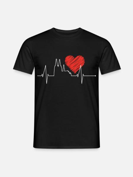 Köln Kölner Dom Herz Herzschlag Puls Karneval Hätz - Männer T-Shirt - Schwarz