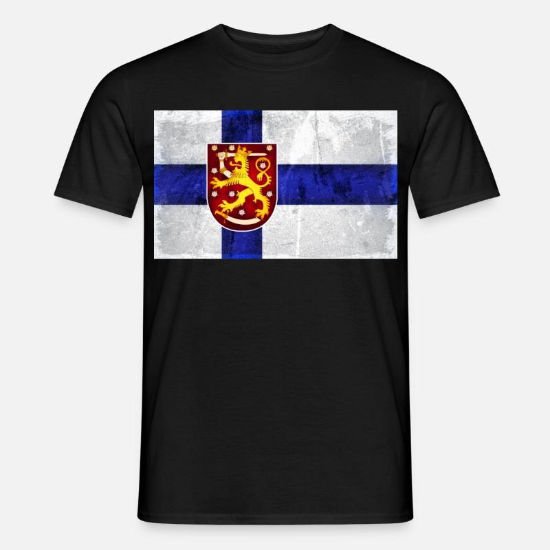 Suomen lippuleijona - Miesten T-paita - musta