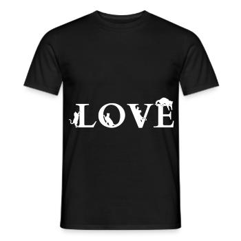 LOVE Cat Minimal – Katzenliebe Design - Men's T-Shirt - black - Front - AI Model Male 178 light (178cm)