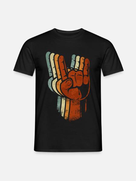 Rock Heavy Metal Hand Zeichen - Männer T-Shirt - Schwarz