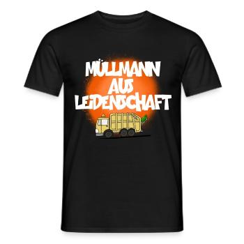 MÜLLMANN AUS LEIDENSCHAFT - Männer T-Shirt - Schwarz - Vorne - AI Model Male 178 light (178cm)