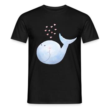 Wal versprüht Herzen I Blauwal Comic - Männer T-Shirt - Schwarz - Vorne - AI Model Male 178 light (178cm)