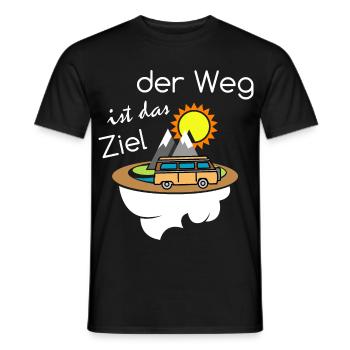 der Weg ist das Ziel Camper Camping Van Reisen - Männer T-Shirt - Schwarz - Vorne - AI Model Male 178 light (178cm)