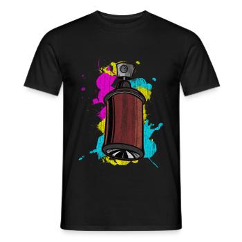 Bombe aérosol graffiti avec peintures en aérosol - T-shirt homme - noir - Devant - AI Model Male 178 light (178cm)