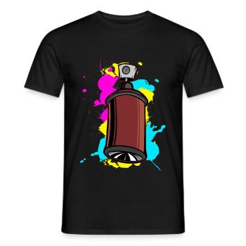 Spray de sommeil coloré avec design graffiti - T-shirt homme - noir - Devant - AI Model Male 178 light (178cm)