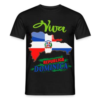 Dominican Republic Flag Design - Men's T-Shirt - black - Front - AI Model Male 178 light (178cm)