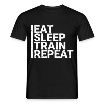 Eat Sleep Train Repeat - Männer T-Shirt - Schwarz - Vorne - AI Model Male 178 light (178cm)