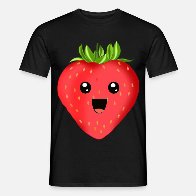 Fröhliche Erdbeere - Männer T-Shirt - Schwarz