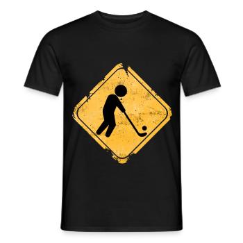 Grunge Hockey Kruising Waarschuwingsbord - Heren T-shirt - zwart - Voor - AI Model Male 178 light (178cm)