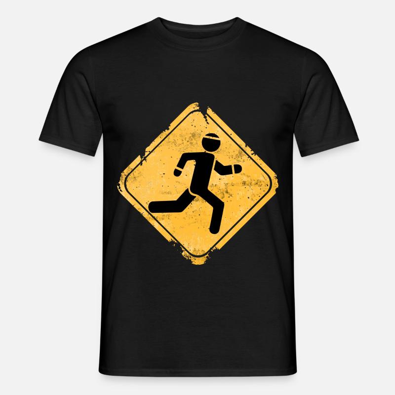 Grunge Runner Überquerungs-Warnschild - Männer T-Shirt - Schwarz