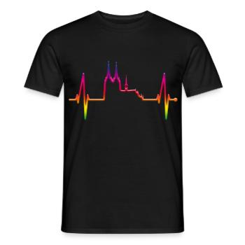Cologne Heartbeat Skyline Cologne Cathedral LGBT Rainbow - Men's T-Shirt - black - Front - AI Model Male 178 light (178cm)