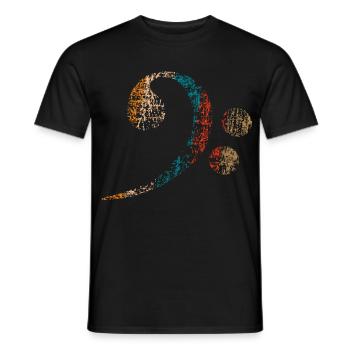 Bass Clef, Bass Clef vintage distressed - Men's T-Shirt - black - Front - AI Model Male 178 light (178cm)