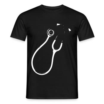 Schwarzweiß Stethoskop Linienkunst - Männer T-Shirt - Schwarz - Vorne - AI Model Male 178 light (178cm)