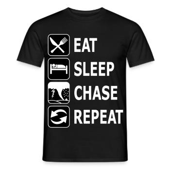 manger dormir chasser répéter, chassant les tornades, twister - T-shirt homme - noir - Devant - AI Model Male 178 light (178cm)