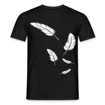 Weiße Federn auf Schwarz - Männer T-Shirt - Schwarz - Vorne - AI Model Male 178 light (178cm)