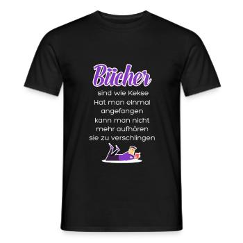 Bücher sind wie Kekse. Hat man einmal angefangen.. - Männer T-Shirt - Schwarz - Vorne - AI Model Male 178 light (178cm)