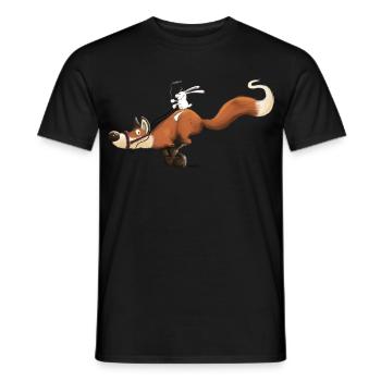 Flitzer Fuchs mit Häschenreiter Hase Reitet Fuchs - Männer T-Shirt - Schwarz - Vorne - AI Model Male 178 light (178cm)