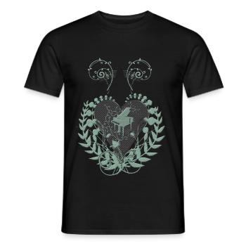 Elegant heart with piano and key on background - Men's T-Shirt - black - Front - AI Model Male 178 light (178cm)