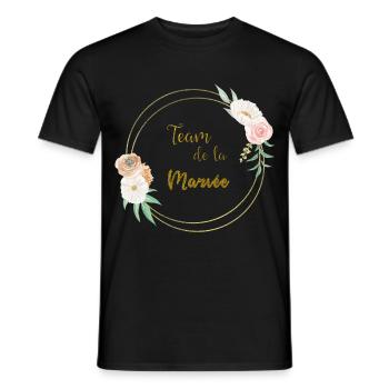 team of the bride gold and flowers - Men's T-Shirt - black - Front - AI Model Male 178 light (178cm)