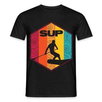 SUP surf design - Men's T-Shirt - black - Front - AI Model Male 178 light (178cm)