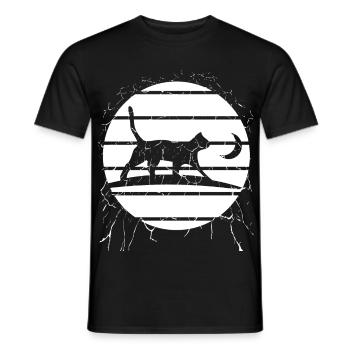 Chat au clair de lune – Promenade nocturne - T-shirt homme - noir - Devant - AI Model Male 178 light (178cm)