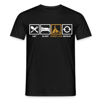 Wrestling Lifestyle: Eat Sleep Wrestling Repeat - Men's T-Shirt - black - Front - AI Model Male 178 light (178cm)