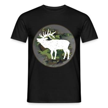 Hunter hunting elk - Men's T-Shirt - black - Front - AI Model Male 178 light (178cm)