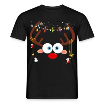 Christmas Reindeer Face - Men's T-Shirt - black - Front - AI Model Male 178 light (178cm)