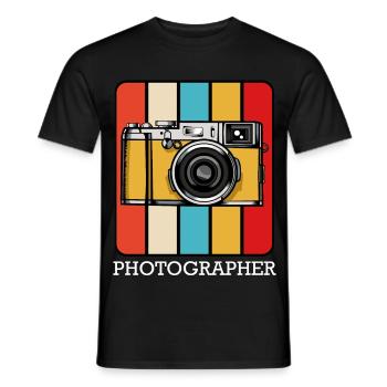 Retro Kamera Pop Art Block - Männer T-Shirt - Schwarz - Vorne - AI Model Male 178 light (178cm)